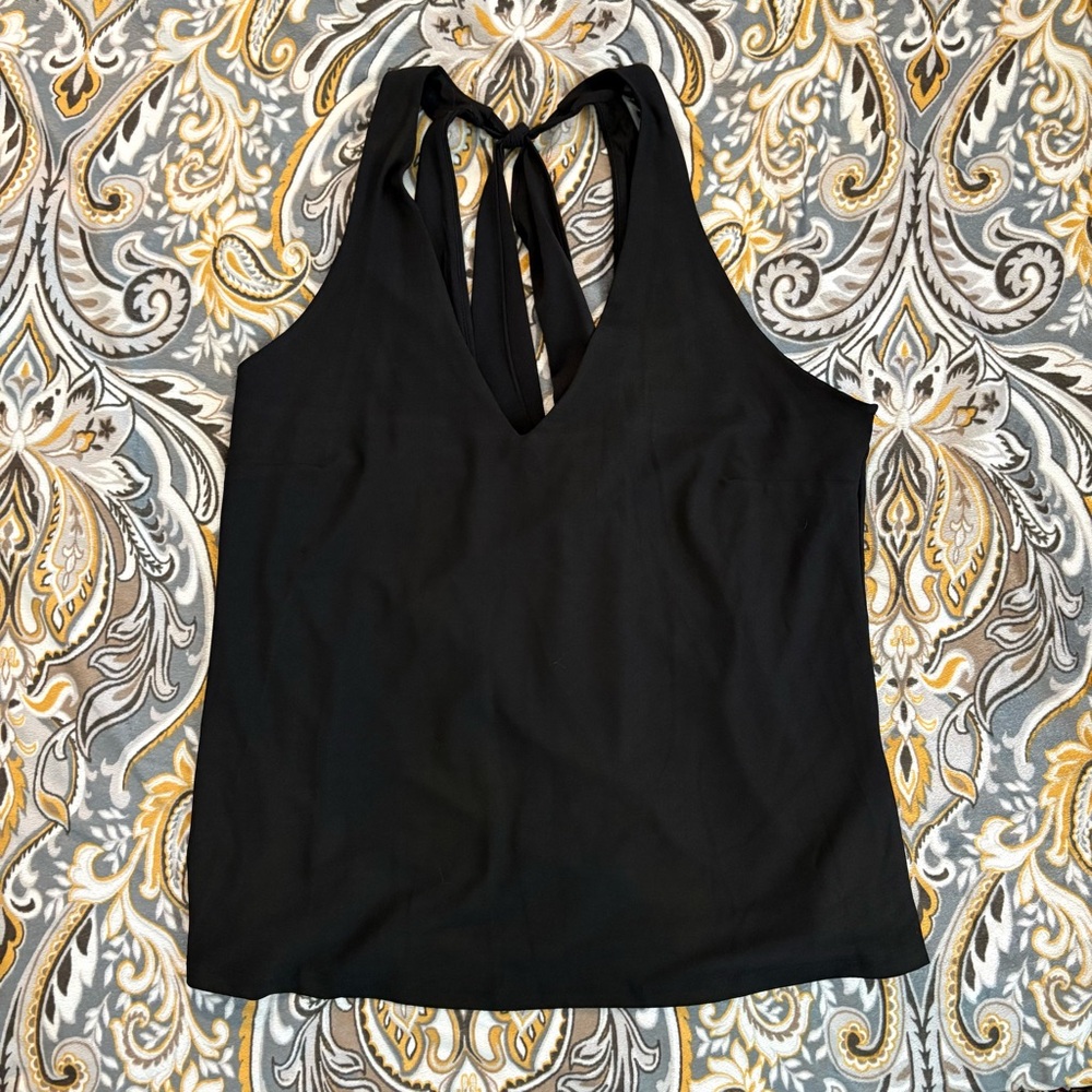 INC International Concepts NWT Black V Neck Blouse size Large